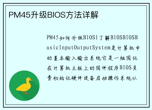 PM45升级BIOS方法详解